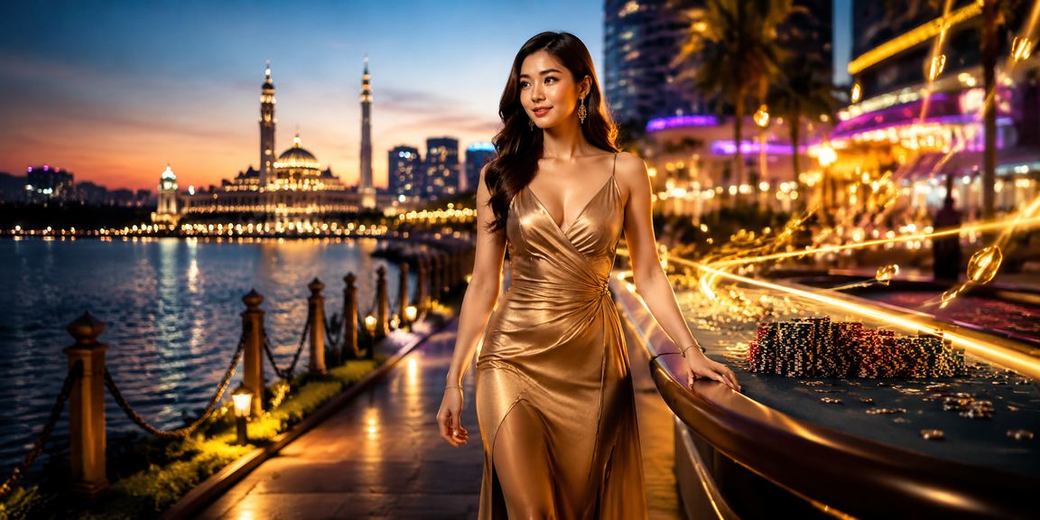 Suasana pertaruhan kasino gaya Melayu moden di sekitar Putrajaya Malaysia